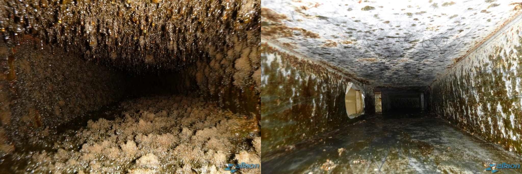 Potrubí před a po čištění